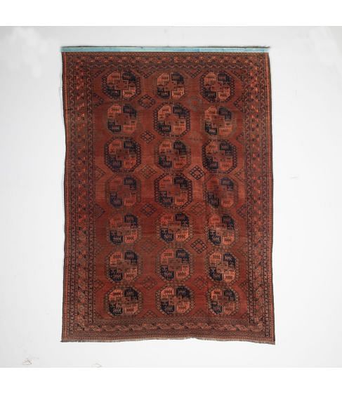 19th Century Ersari Carpet with Kilim Fringes