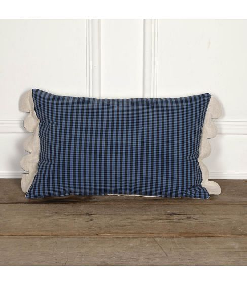 20th Century Plaid Cushion with Scalloped Edge