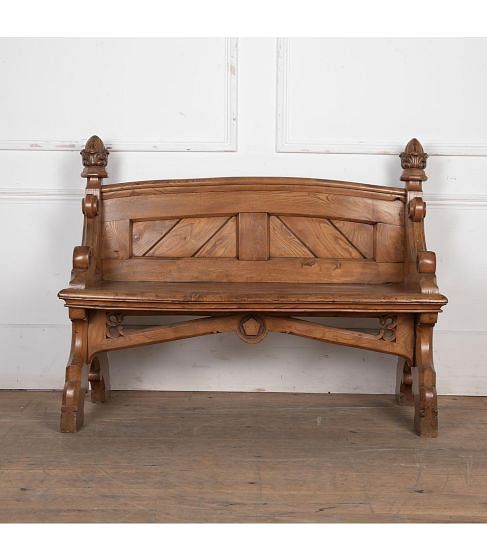 19th Century Country House Elm Bench