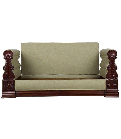 19th Century English Carved Mahogany Banquette