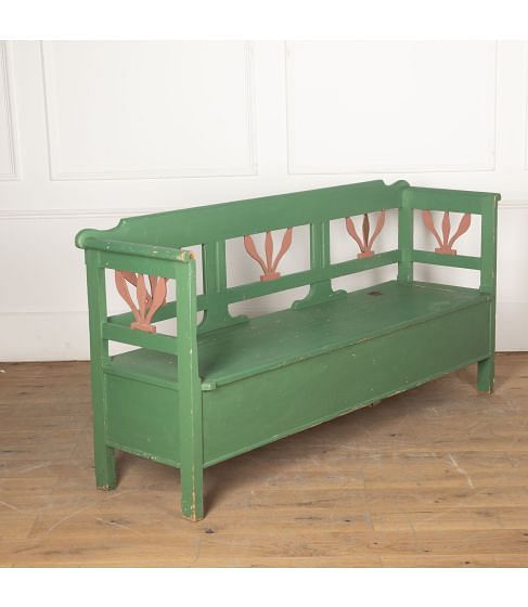19th Century Hungarian Green Painted Bench