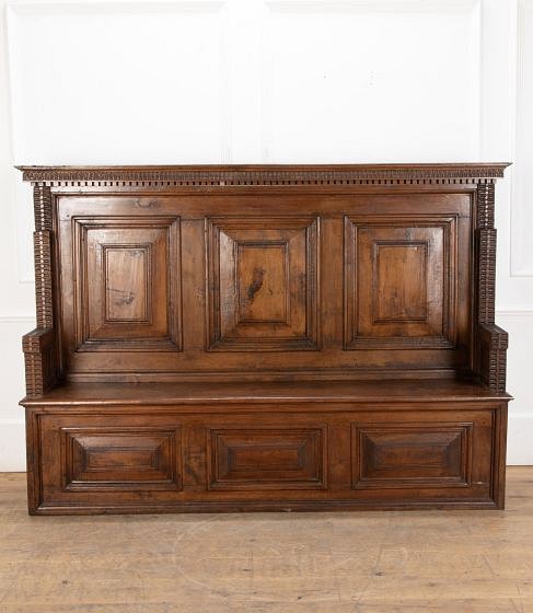 19th Century Italian Walnut Hall Bench