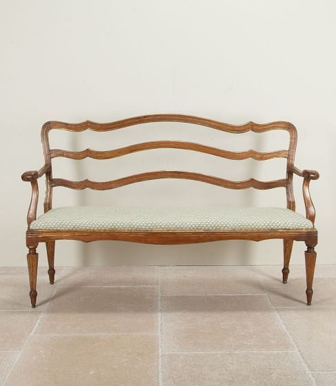 19th Century Italian Cherry Wood Upholstered Sofa