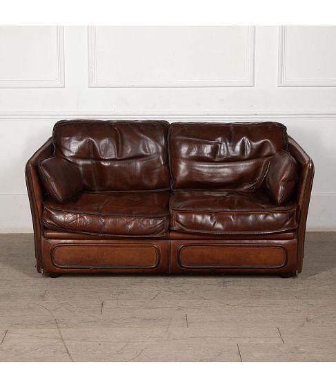 Roche Bobois Saddle Leather Sofa After Hermes