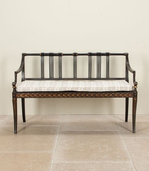 20th Century French Black Laquered Neo-Classical Style Sofa
