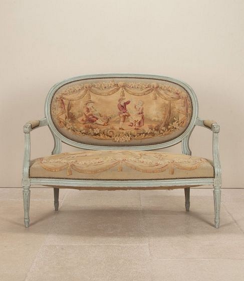 19th Century French Louis XVI Style Aubusson Canapé