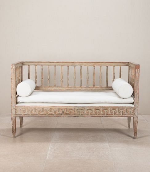 19th Century Swedish Ladder Back Sofa with Greek Key Design Design