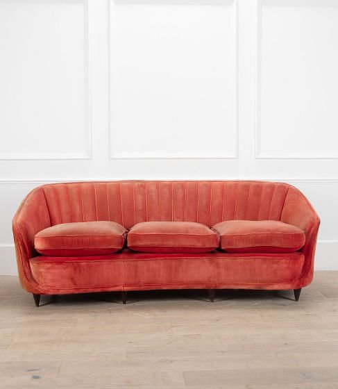 20th Century Italian Upholstered Sofa in the Manner of Gio Ponti