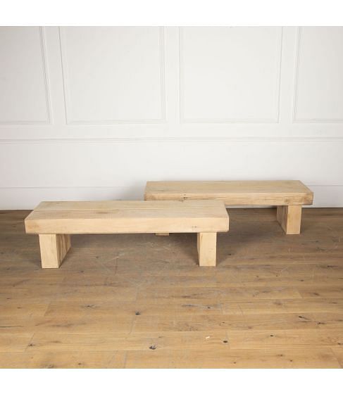 Pair of Contemporary English Oak Block Benches