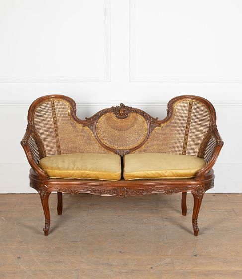 19th Century French Bergère Settee