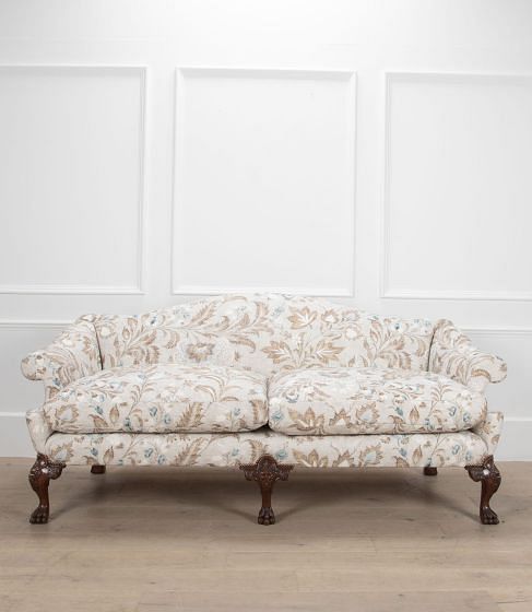 20th Century English Walnut Camel-Back Sofa