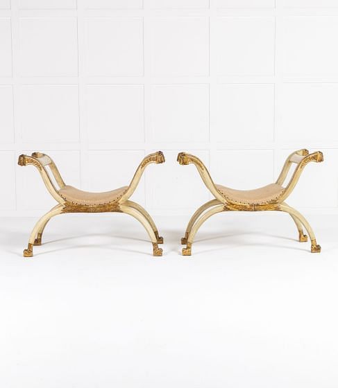 Large Pair of Early 19th Century Italian Painted Window Seats