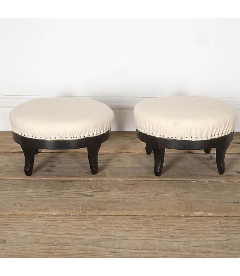 Pair of 19th Century French Round Napoleon III Footstools