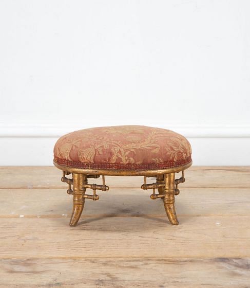 Small 19th Century Gilt Faux Bamboo Footstool