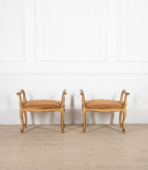 Pair of Italian Louis XV Style Revival Stools