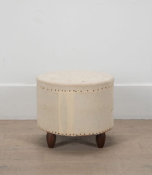 20th Century French Round Upholstered Stool