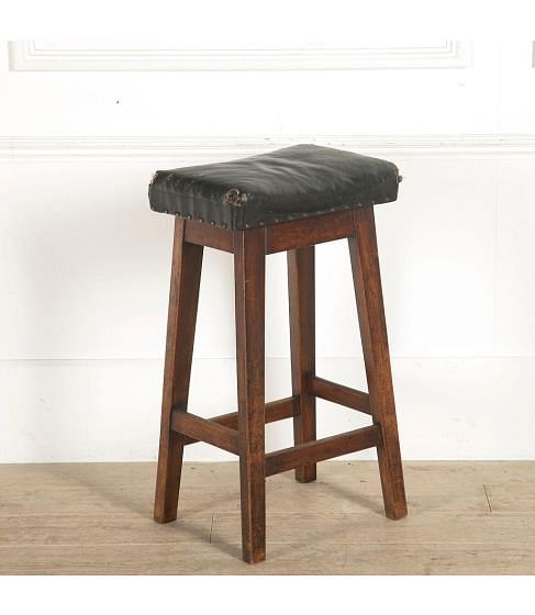 19th Century Leather Topped Mill Stool
