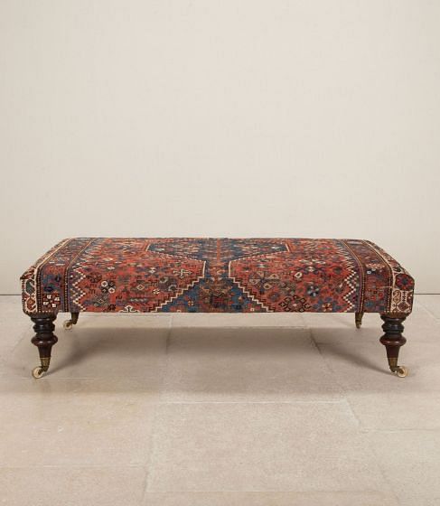 Late 19th Century English Ottoman Covered in Vintage Rug ST2643257