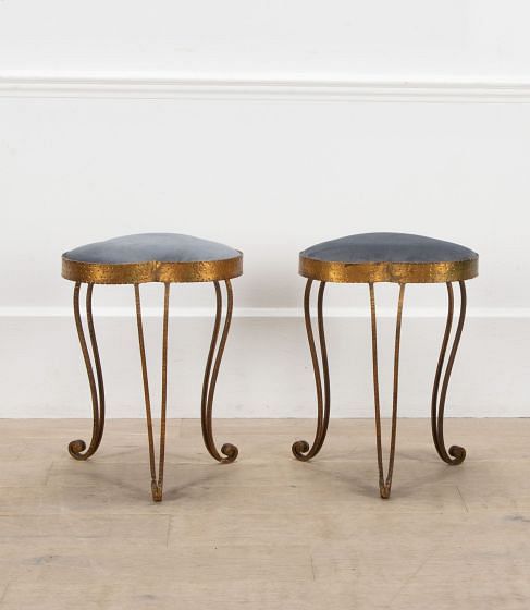 Pair of 20th Century Italian Gilded Iron Stools