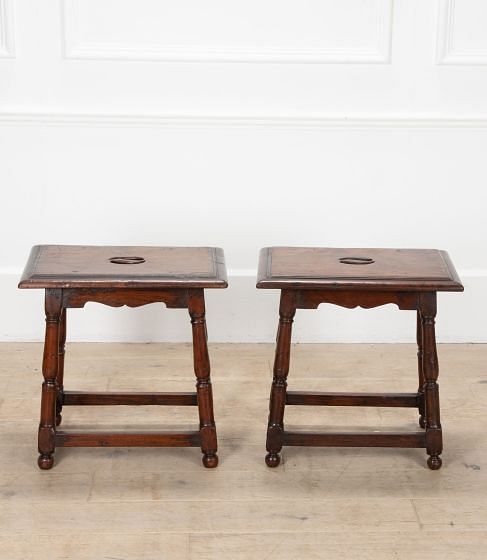 Pair of French 19th Century Fruitwood Joint Stools