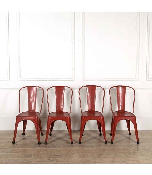 Set of Four Red Tolix Chairs GA448177
