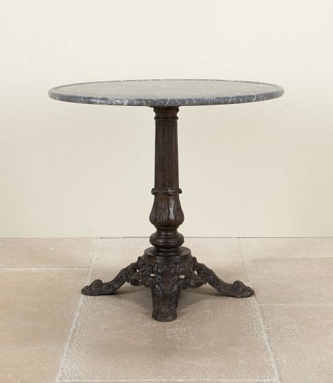 Early 20th Century French Cast Iron Gueridon Table with Marble Top