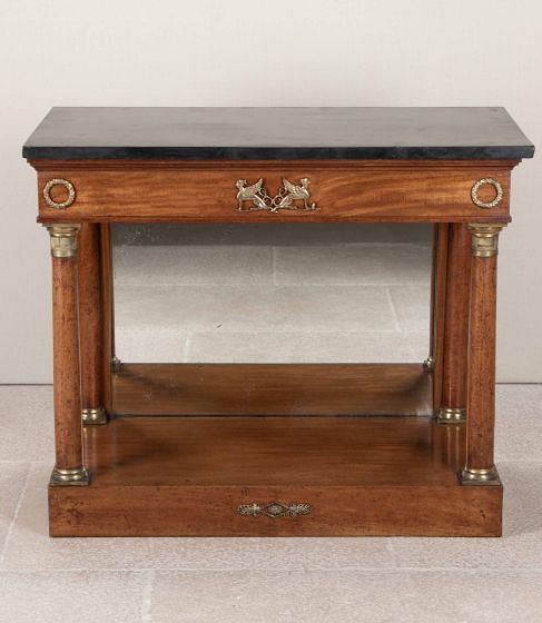 19th Century French Walnut Console Table with Mirrored Back