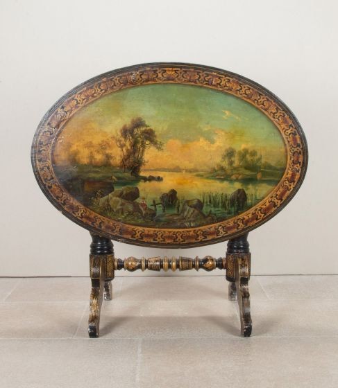 19th Century Continental Painted Tilt Top Occasional Table