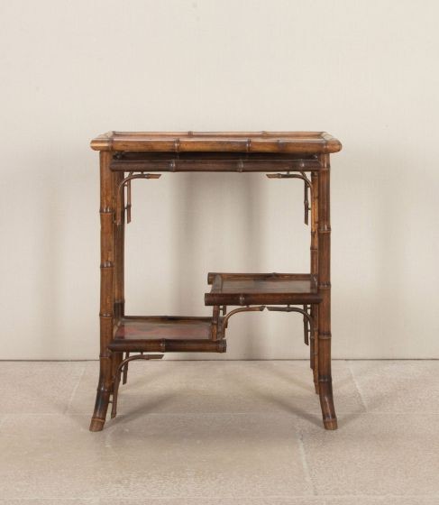 Late 19th Century English Bamboo Occasional Table with Shelves TA2544113