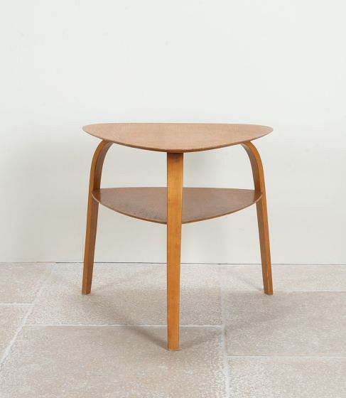Mid-Century French Oak Bentwood Occasional Table by Hugues Steiner