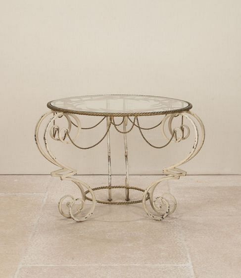 20th Century French Circular Wrought Iron Low Table
