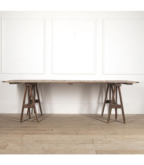 Early 20th Century French Hotel Sign Trestle Table