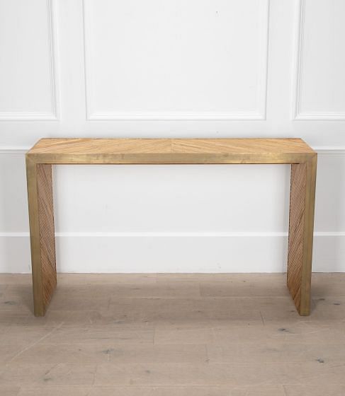 Contemporary Bamboo and Brass Console Table