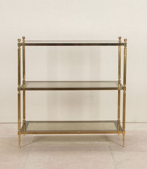 Mid-Century English Brass and Glass Etergere