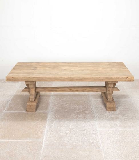 Large 20th Century French Scrubbed Oak Coffee Table