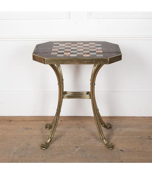 Regency Marble and Gilt Chess Table