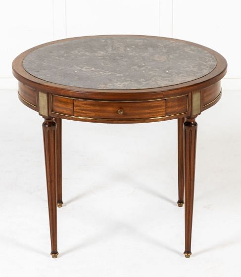 19th Century French Mahogany Marble Top Table
