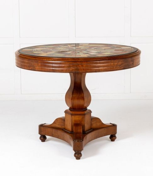 19th Century French Walnut Specimen Marble Top Centre Table