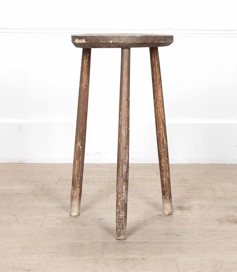 19th Century Cheese Top Original Painted Pine Cricket Table