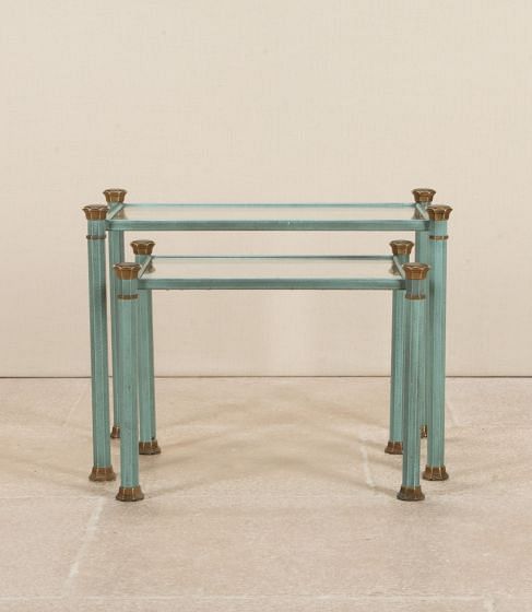 Pair of 20th Century Blue Metal Side Tables