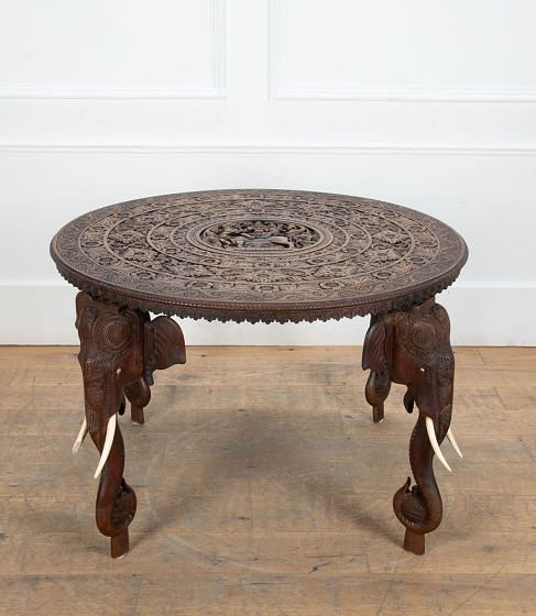 Large 19th Century Anglo Indian Elephant Table