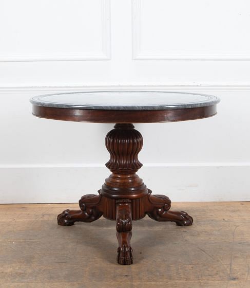 19th Century French Mahogony Marble Top Centre Table