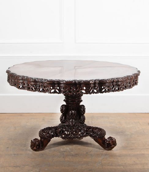 19th Century Anglo Indian Carved Centre Table