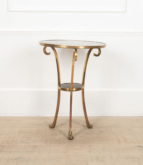 Mid-Century French Brass and Lacquer Occasional Table