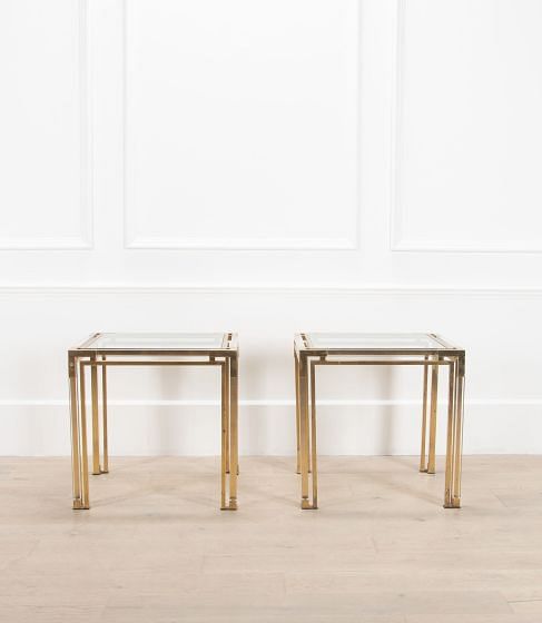 Pair of 20th Century Brass and Glass End Tables