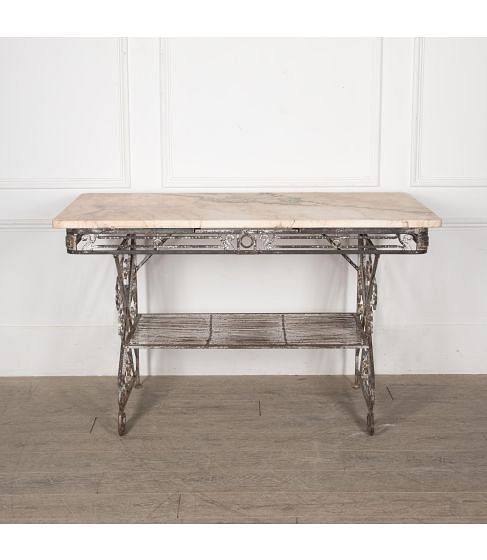 1940s French Marble Topped Bakers Table