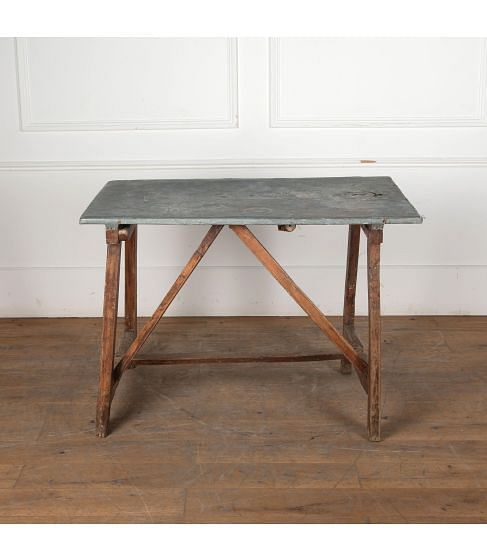 19th Century French Zinc Topped Florist Table