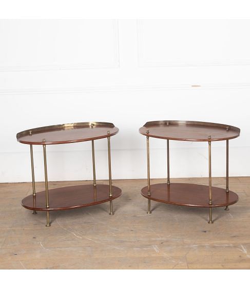 19th Century Pair of Brass and Mahogany Etageres