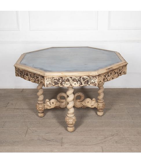 19th Century Bleached Oak Hexagonal Centre Table