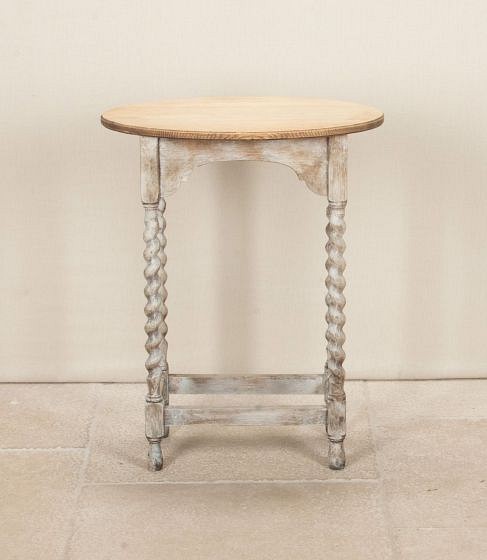 Small 20th Century English Bleached Oak and Painted Side Table
